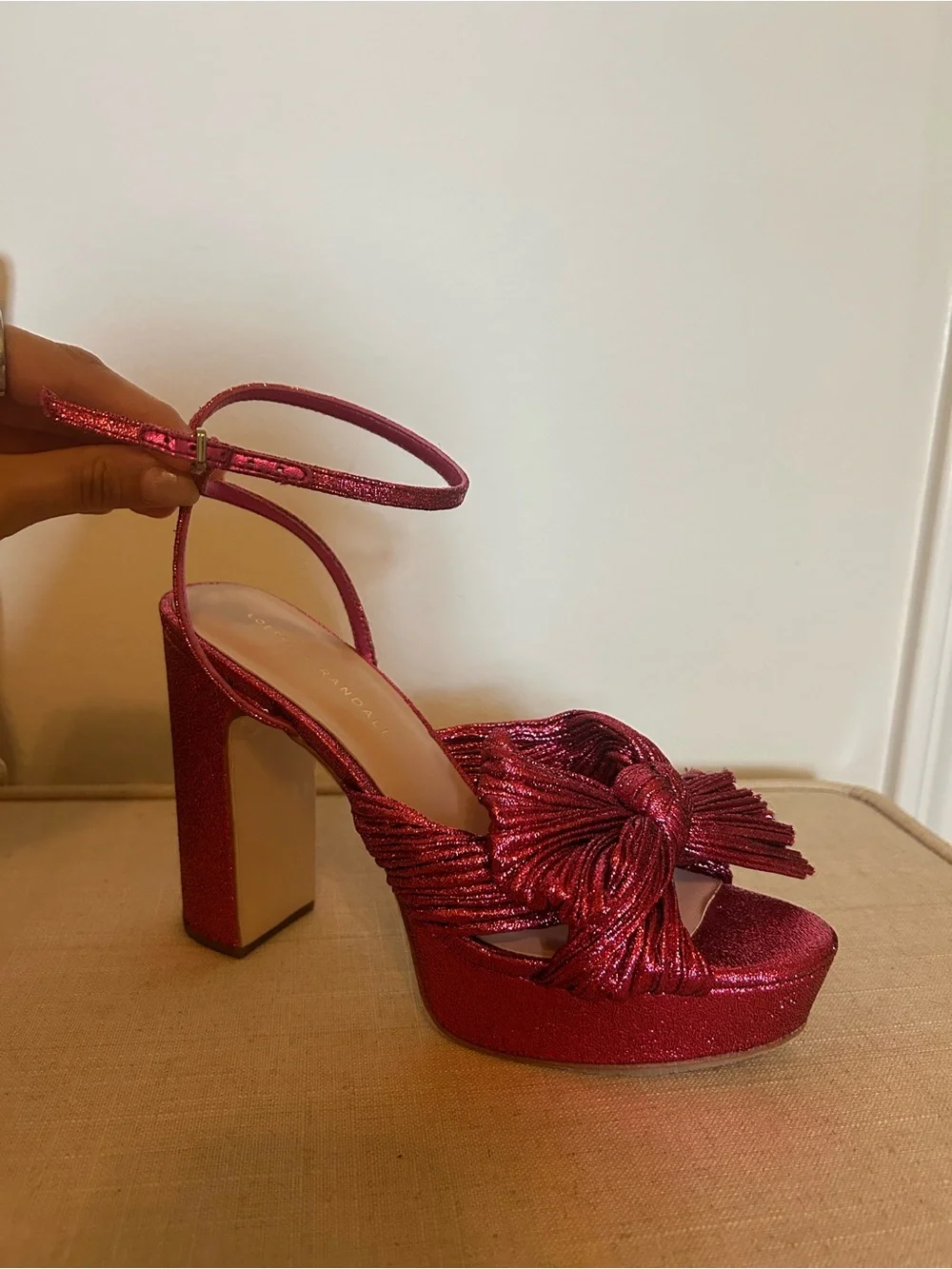 Loeffler Randall Metallic Fuchsia Platform Bow Heels - Size 7.5
